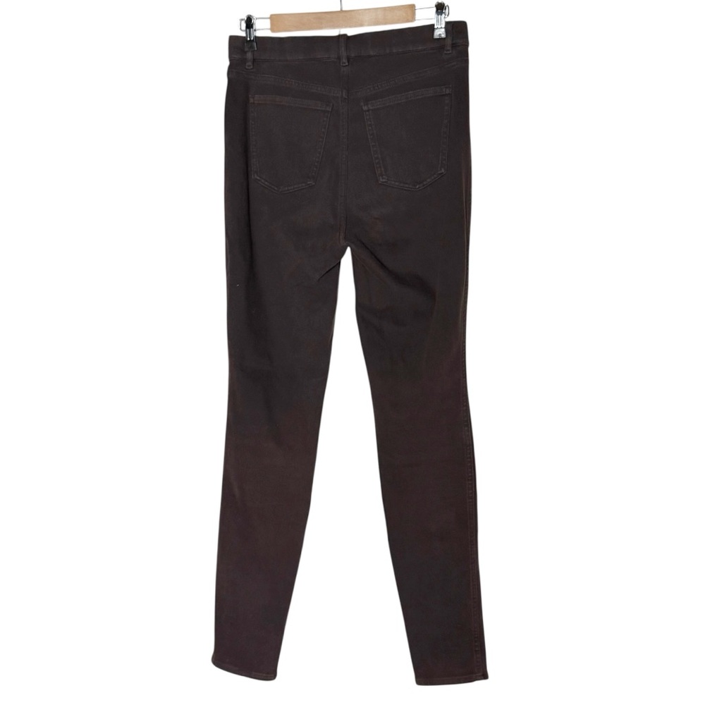 Uniqlo Heattech High Rise Pull-On Brown Denim Pants Size L Minimalist Skinny Fit - Picture 2 of 7